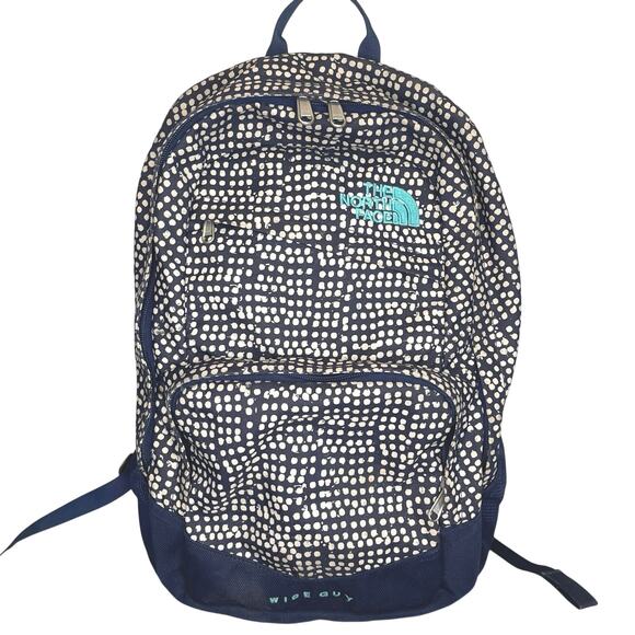 The North Face Backpack WISE GUY School Polka dots Navy Vacation Bag Travel